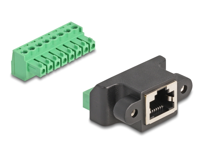 Delock RJ45 Buchse zu Terminalblock Adapter zum Einbau 8 Pin 2-teilig #1 