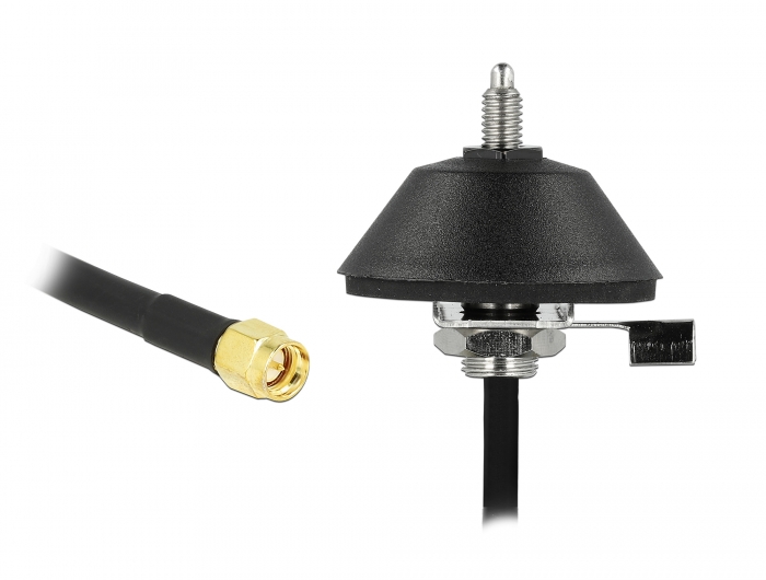 Delock Antennenfuß M6 mit Anschlusskabel RG-58 C/U 3 m schwarz SMA Stecker #1 