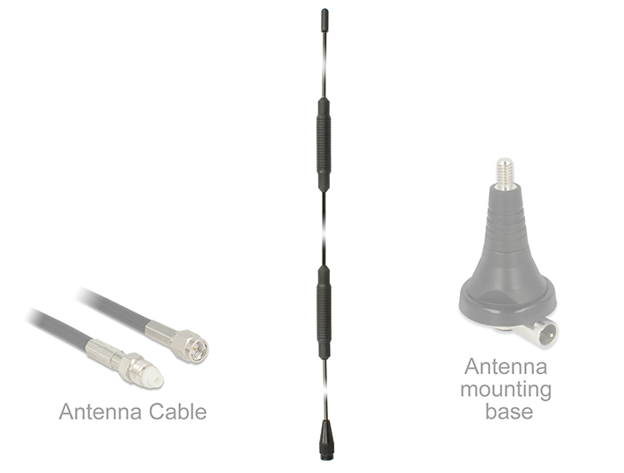 Delock TETRA Antenne 450 - 470 MHz M6 Innengewinde 5 dBi 36,6 cm omnidirektional starr Schraubmontage outdoor schwarz #3 