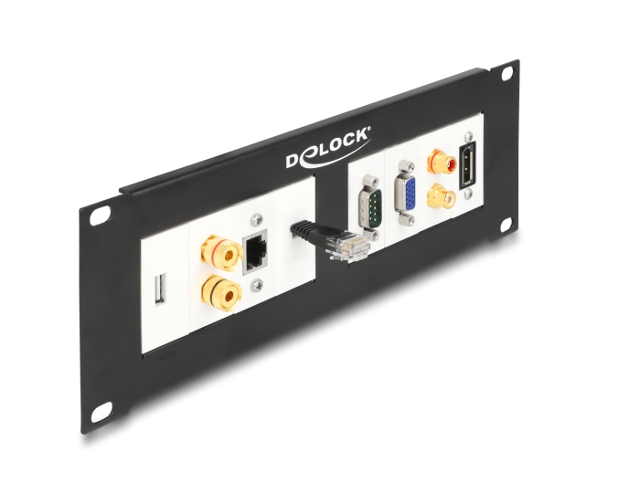Delock Easy 45 10″ Patchpanel Ausschnitt 2 x 90,5 x 45,2 mm, 2 HE, schwarz #4 