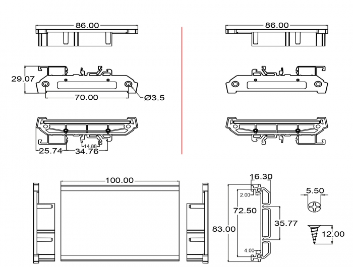 Delock Platinenhalterung (72 mm) für Hutschiene 10 cm lang #8 