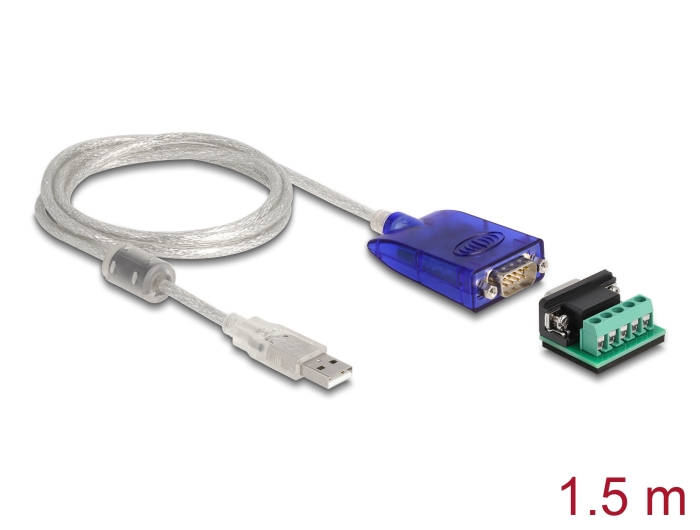 Delock Adapter USB Typ-A zu Seriell RS-422/485 DB9 mit Überspannungsschutz 600 W und erweiterter Temperaturbereich #1 