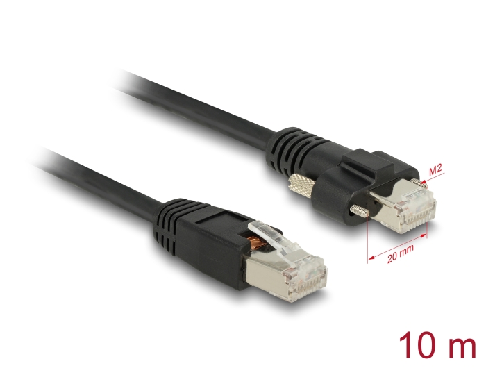 Delock GigE Kamera Kabel RJ45 Stecker zu RJ45 Stecker mit Schrauben Cat.6 S/FTP 10 m #1 