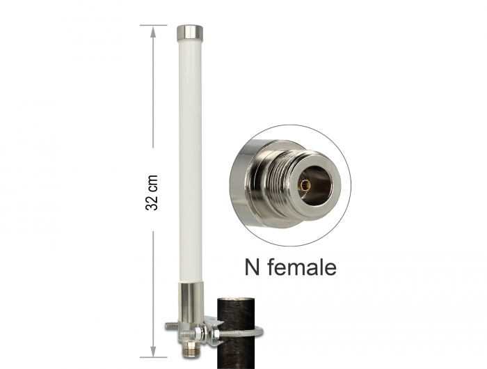 Delock LoRa 868 MHz Antenne N Buchse 3 dBi 32 cm omnidirektional starr Mastmontage weiß outdoor #1 